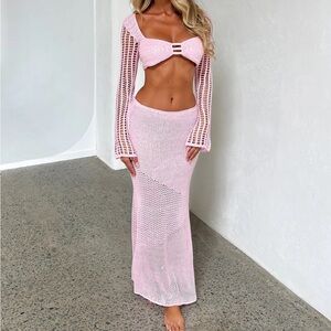 White fox set top small bottom xs